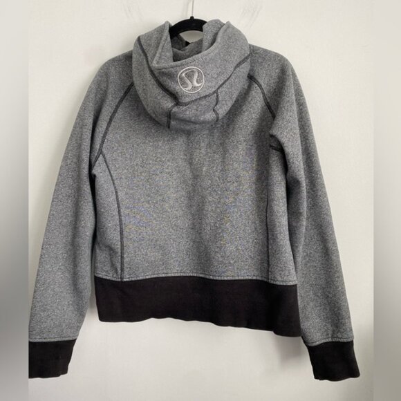 LululemonClassicScubaFullZipHoodieHeatheredGrayBlackUS12 - Picture 4 of 6